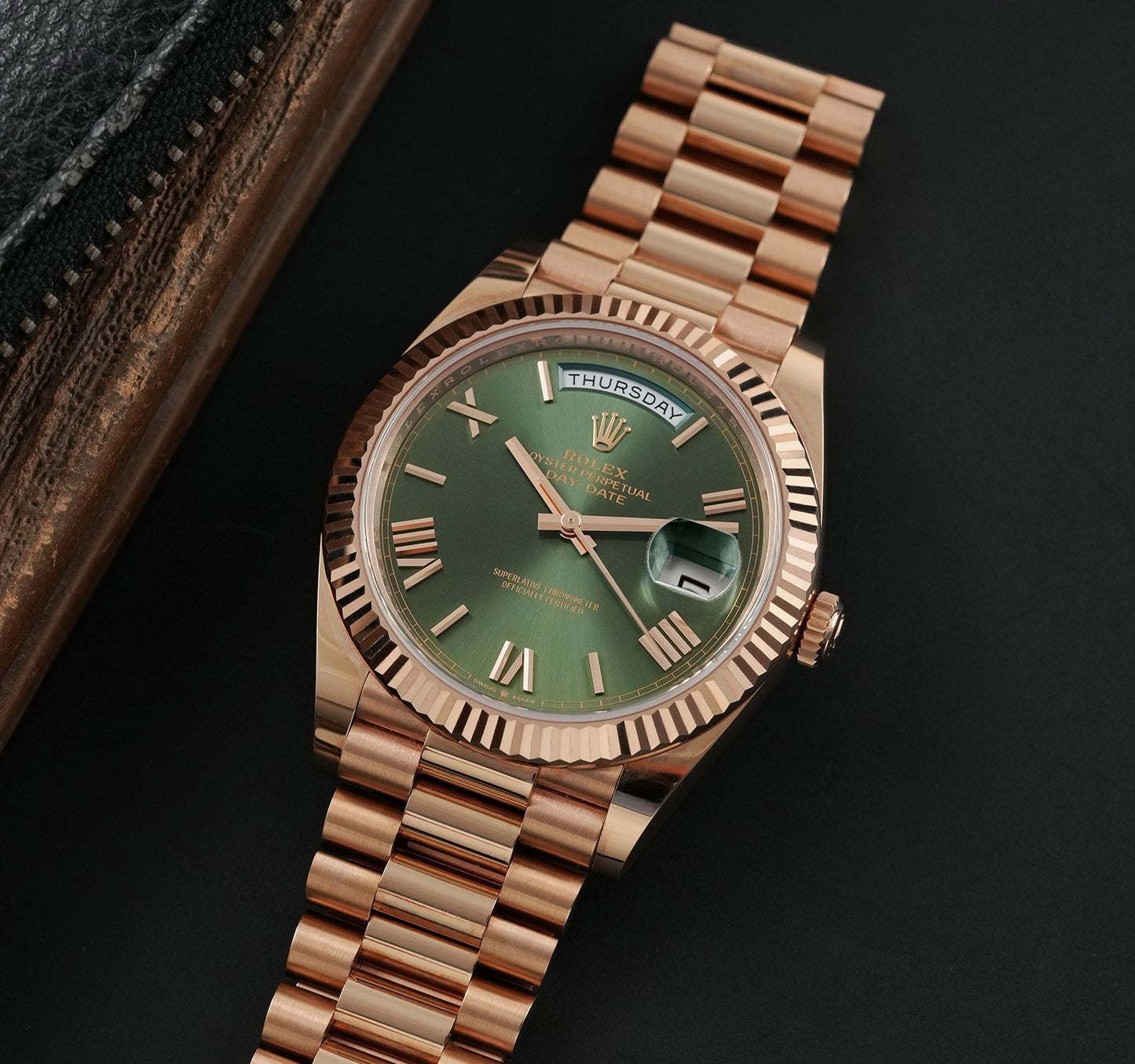 Rolex Day-Date Olive Green Roman Numeral available Now