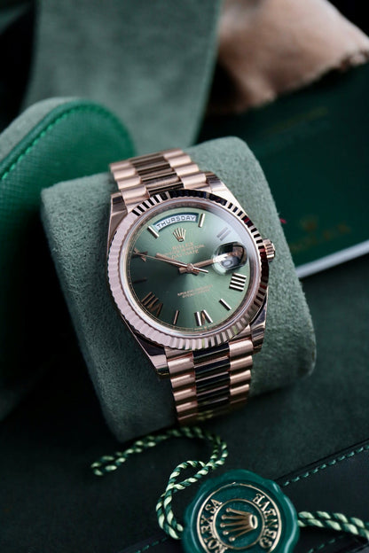 Rolex Day-Date Olive Green Roman Numeral available Now